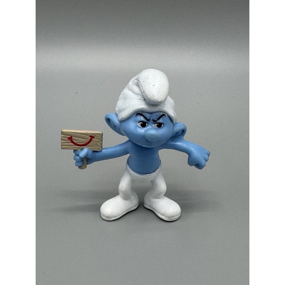 2012 Peyo SMURFS Grouchy Smurf McDonalds Happy Meal Toy PVC Figure 3”